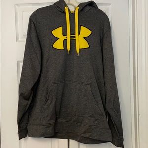 Under Armor Gray/yellow Med hooded sweatshirt